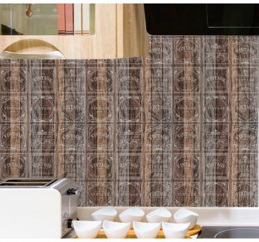 Stamped Barrels retro wallpaper - TenStickers