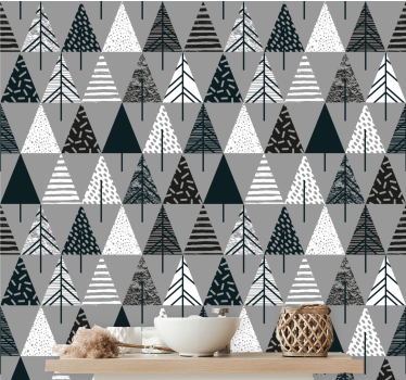 Scandinavian gray pattern triangles wallpaper - TenStickers