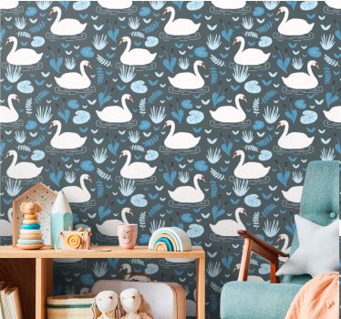 Swan Lake Motif birds in wallpaper - TenStickers