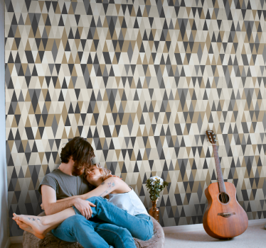 Brown pattern mix triangles wallpaper - TenStickers