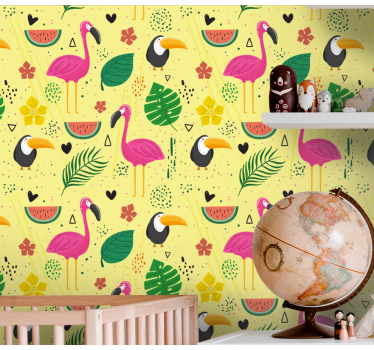 Tropical Bird Motifs birds in wallpaper - TenStickers