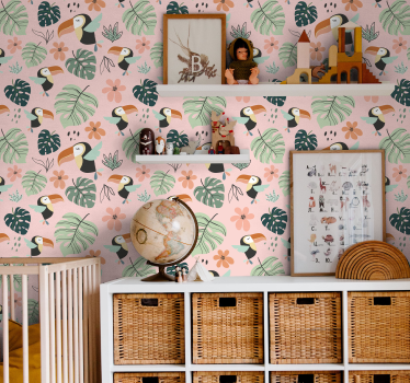 Tropical Toucan Scene birds in wallpaper - TenStickers