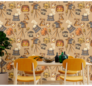 Vintage Object Collage retro wallpaper - TenStickers