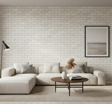 Wallpaper industrial light-colored bricks - TenStickers