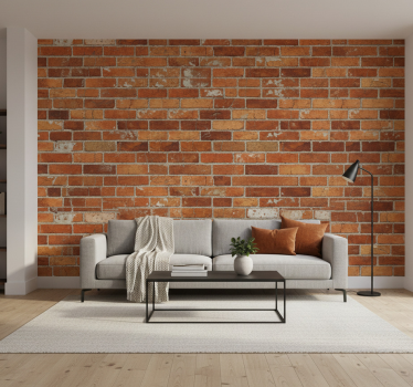 Wallpaper industrial orange brick design - TenStickers