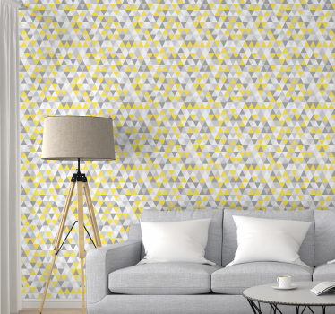 Wallpaper with yellow and gray triangles - TenStickers