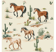 Beige pattern horses wallpaper